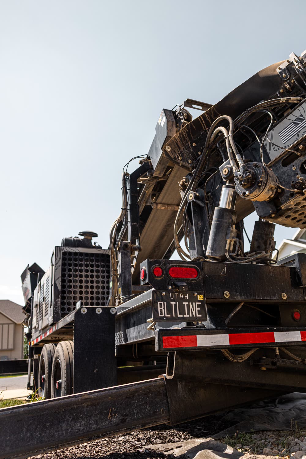Rear of the Beltline trailer with the boom overhead